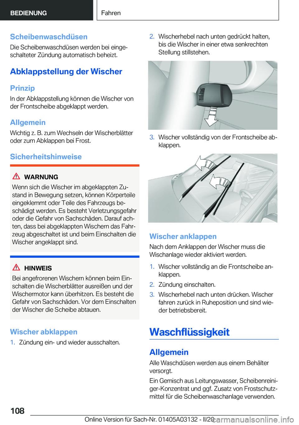 BMW M4 2020  Betriebsanleitungen (in German) �S�c�h�e�i�b�e�n�w�a�s�c�h�d�