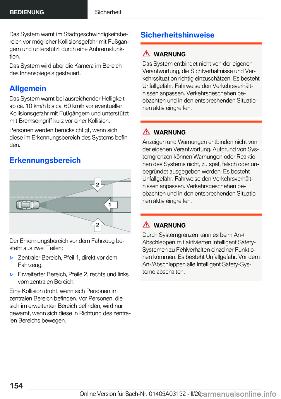 BMW M4 2020  Betriebsanleitungen (in German) �D�a�s��S�y�s�t�e�m��w�a�r�n�t��i�m��S�t�a�d�t�g�e�s�c�h�w�i�n�d�i�g�k�e�i�t�s�b�ej
�r�e�i�c�h��v�o�r��m�