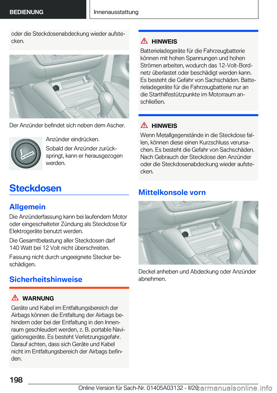 BMW M4 2020  Betriebsanleitungen (in German) �o�d�e�r��d�i�e��S�t�e�c�k�d�o�s�e�n�a�b�d�e�c�k�u�n�g��w�i�e�d�e�r��a�u�f�s�t�ej
�c�k�e�n�.
�D�e�r��A�n�z�