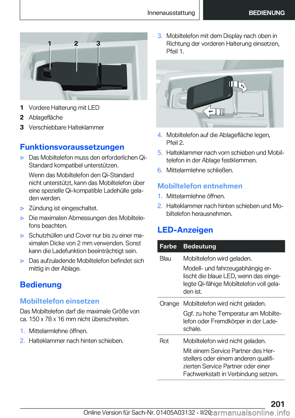 BMW M4 2020  Betriebsanleitungen (in German) �1�V�o�r�d�e�r�e��H�a�l�t�e�r�u�n�g��m�i�t��L�E�D�2�A�b�l�a�g�e�f�l�