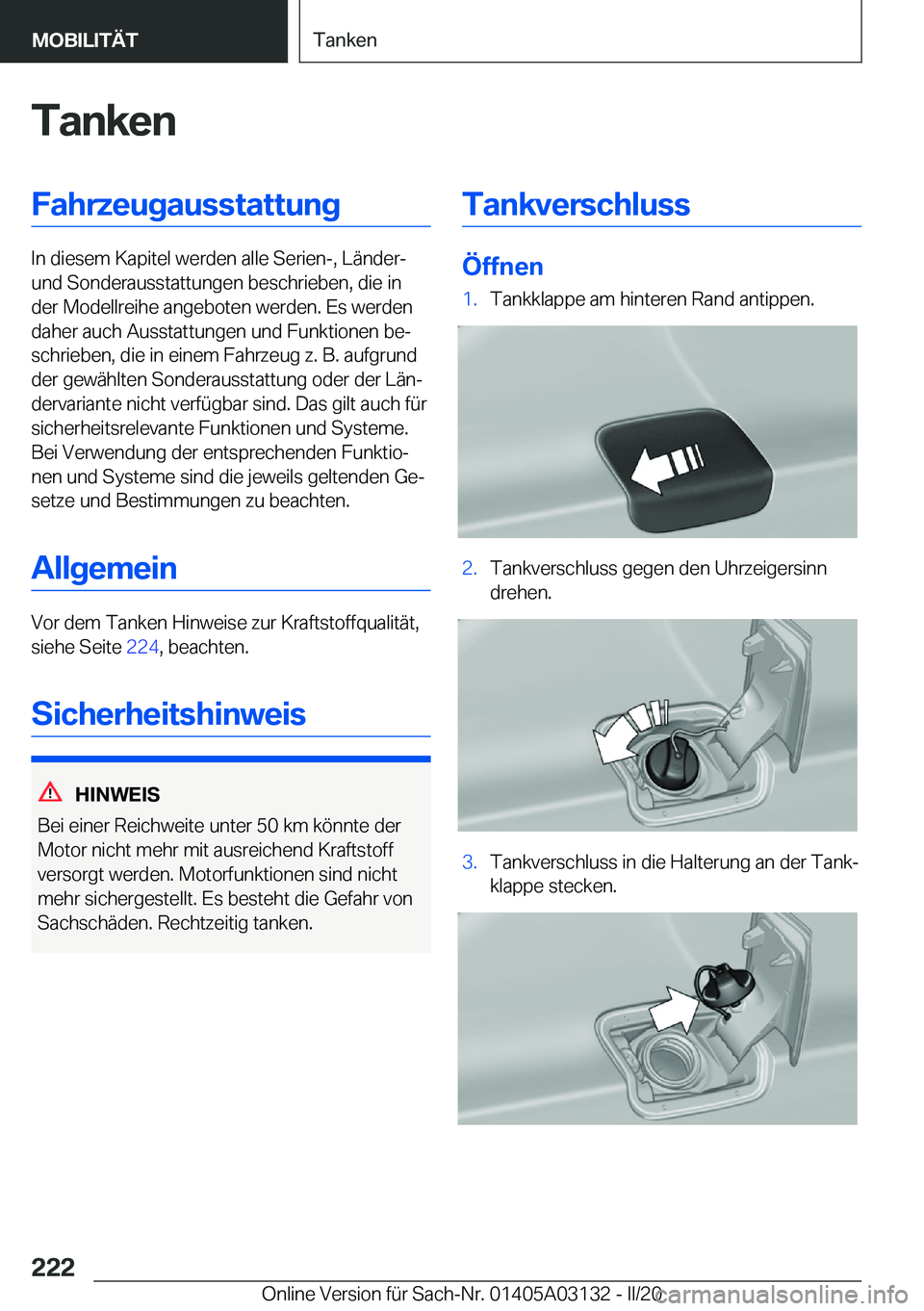 BMW M4 2020  Betriebsanleitungen (in German) �T�a�n�k�e�n�F�a�h�r�z�e�u�g�a�u�s�s�t�a�t�t�u�n�g
�I�n��d�i�e�s�e�m��K�a�p�i�t�e�l��w�e�r�d�e�n��a�l�l�e��S�e�r�i�e�n�-�,��L�