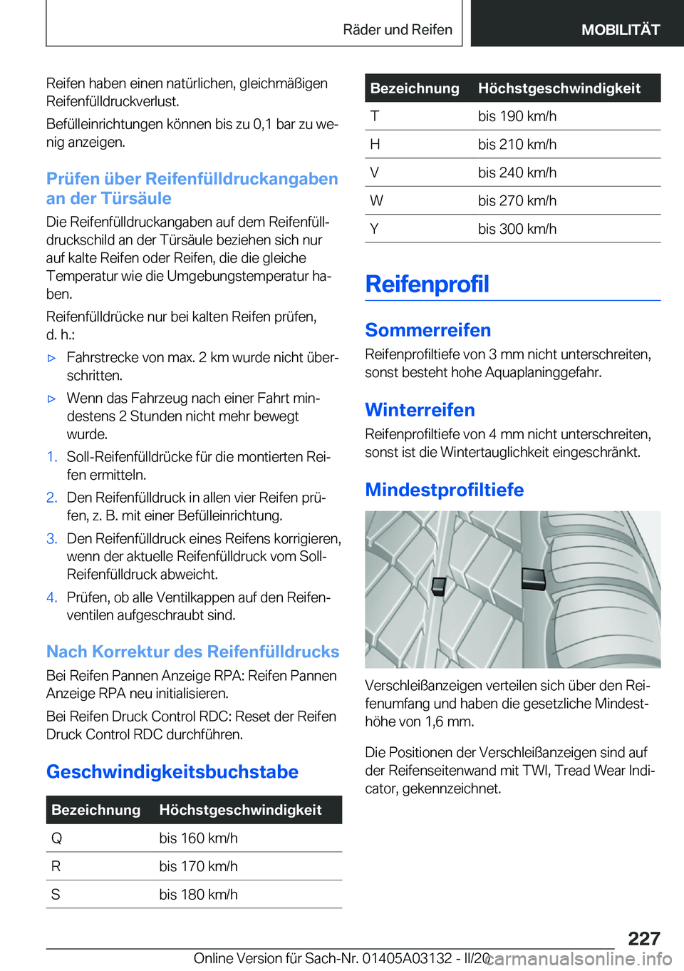 BMW M4 2020  Betriebsanleitungen (in German) �R�e�i�f�e�n��h�a�b�e�n��e�i�n�e�n��n�a�t�