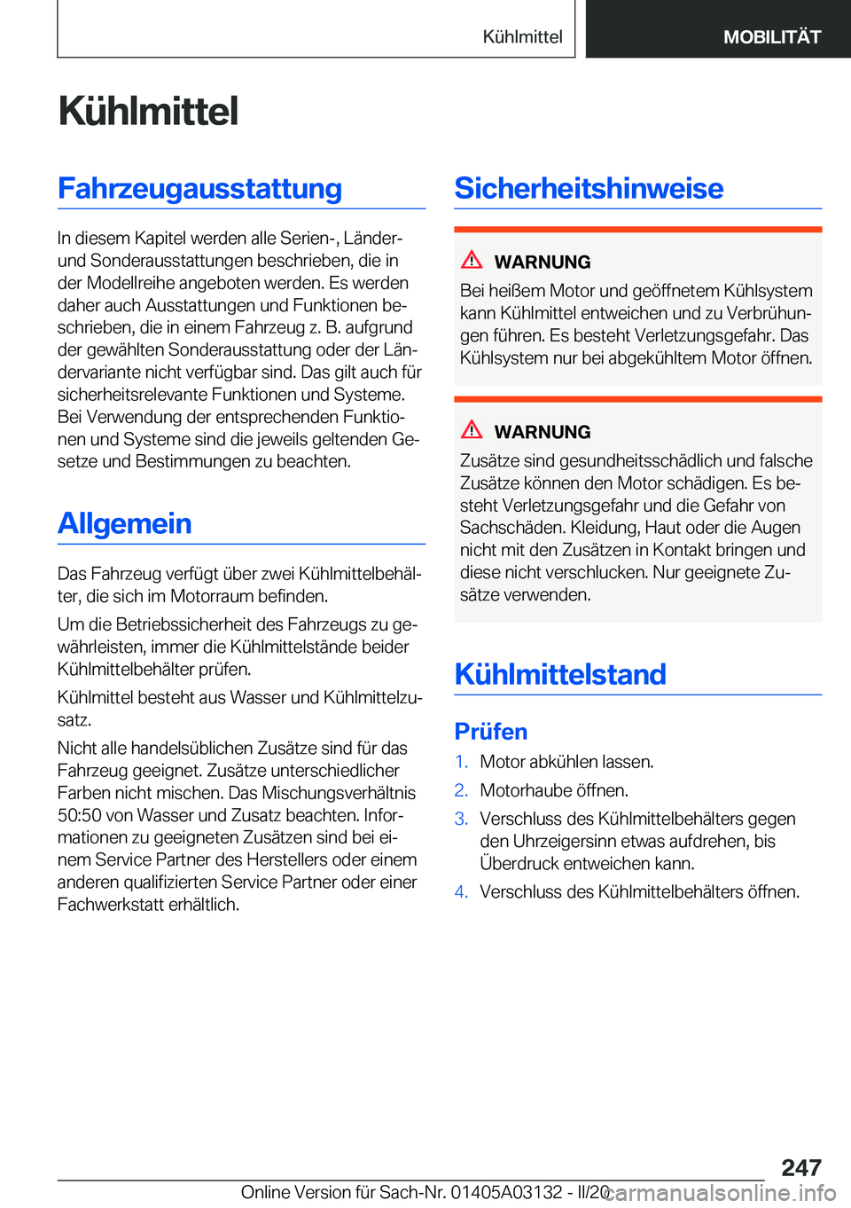 BMW M4 2020  Betriebsanleitungen (in German) �K�