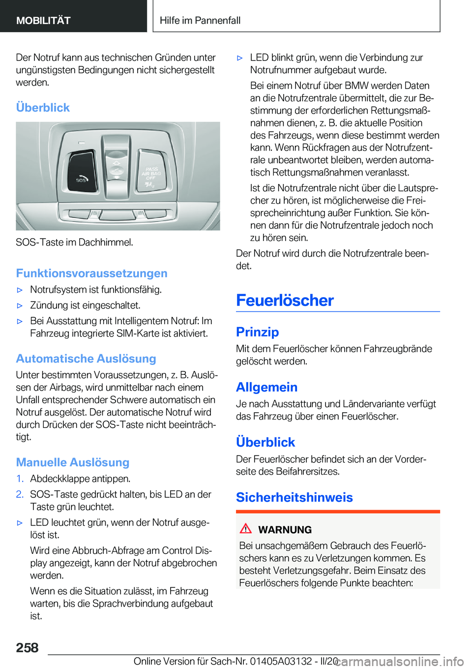 BMW M4 2020  Betriebsanleitungen (in German) �D�e�r��N�o�t�r�u�f��k�a�n�n��a�u�s��t�e�c�h�n�i�s�c�h�e�n��G�r�