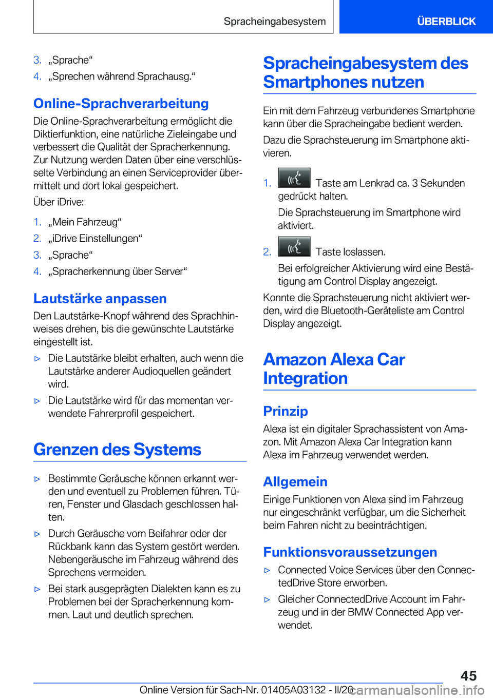 BMW M4 2020  Betriebsanleitungen (in German) �3�.x�S�p�r�a�c�h�ev�4�.x�S�p�r�e�c�h�e�n��w�