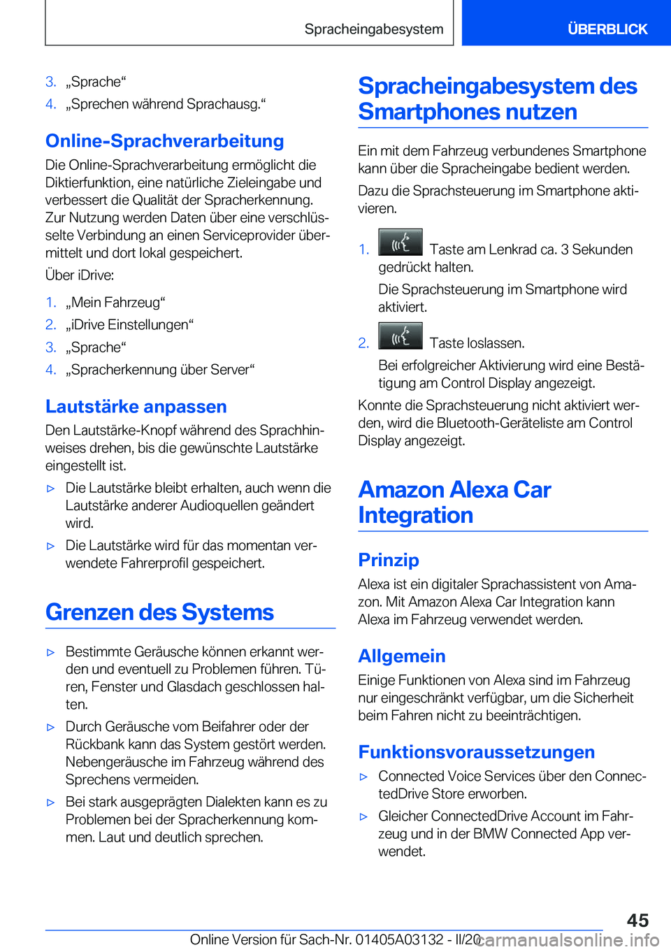 BMW M4 2020  Betriebsanleitungen (in German) �3�.x�S�p�r�a�c�h�ev�4�.x�S�p�r�e�c�h�e�n��w�
