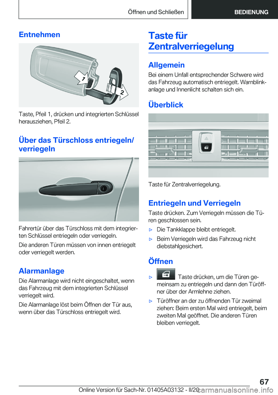 BMW M4 2020  Betriebsanleitungen (in German) �E�n�t�n�e�h�m�e�n
�T�a�s�t�e�,��P�f�e�i�l��1�,��d�r�