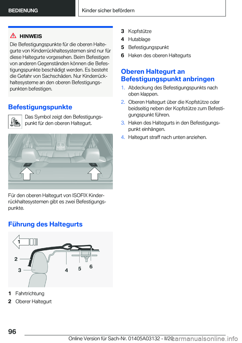 BMW M4 2020  Betriebsanleitungen (in German) �H�I�N�W�E�I�S
�D�i�e��B�e�f�e�s�t�i�g�u�n�g�s�p�u�n�k�t�e��f�
