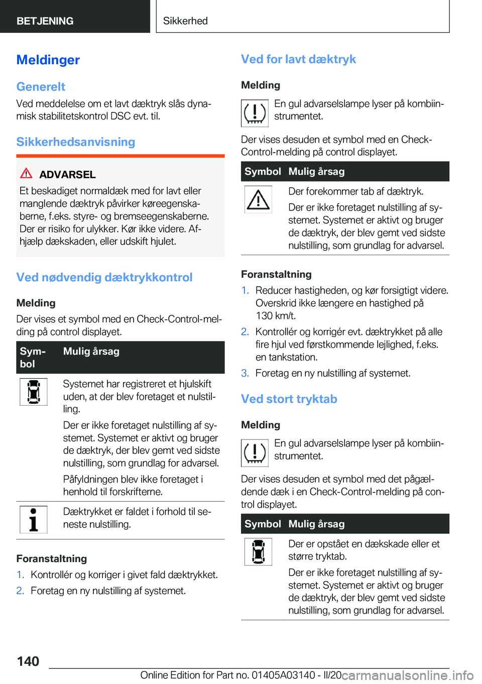 BMW M4 2020  InstruktionsbØger (in Danish) �M�e�l�d�i�n�g�e�r
�G�e�n�e�r�e�l�t �V�e�d��m�e�d�d�e�l�e�l�s�e��o�m��e�t��l�a�v�t��d�æ�k�t�r�y�k��s�l�å�s��d�y�n�aj
�m�i�s�k��s�t�a�b�i�l�i�t�e�t�s�k�o�n�t�r�o�l��D�S�C��e�v�t�.��t�i�l�