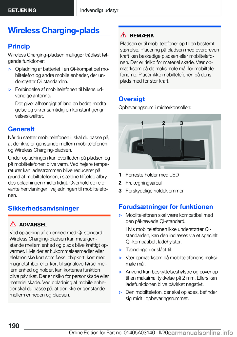 BMW M4 2020  InstruktionsbØger (in Danish) �W�i�r�e�l�e�s�s��C�h�a�r�g�i�n�g�-�p�l�a�d�s
�P�r�i�n�c�i�p�W�i�r�e�l�e�s�s��C�h�a�r�g�i�n�g�-�p�l�a�d�s�e�n��m�u�l�i�g�g�