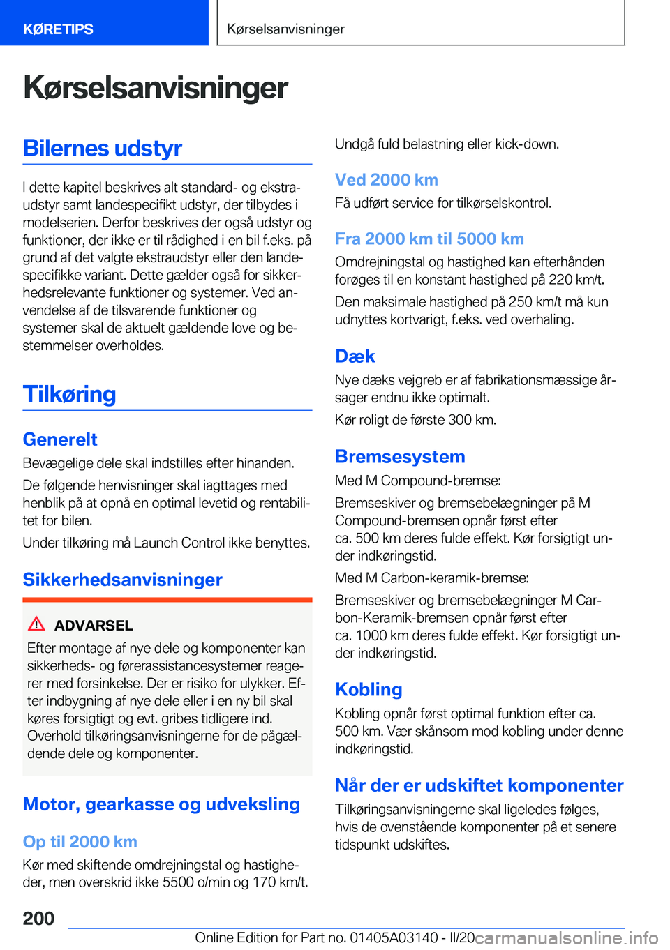 BMW M4 2020  InstruktionsbØger (in Danish) �K�