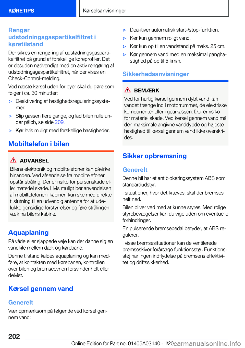 BMW M4 2020  InstruktionsbØger (in Danish) �R�e�n�g�