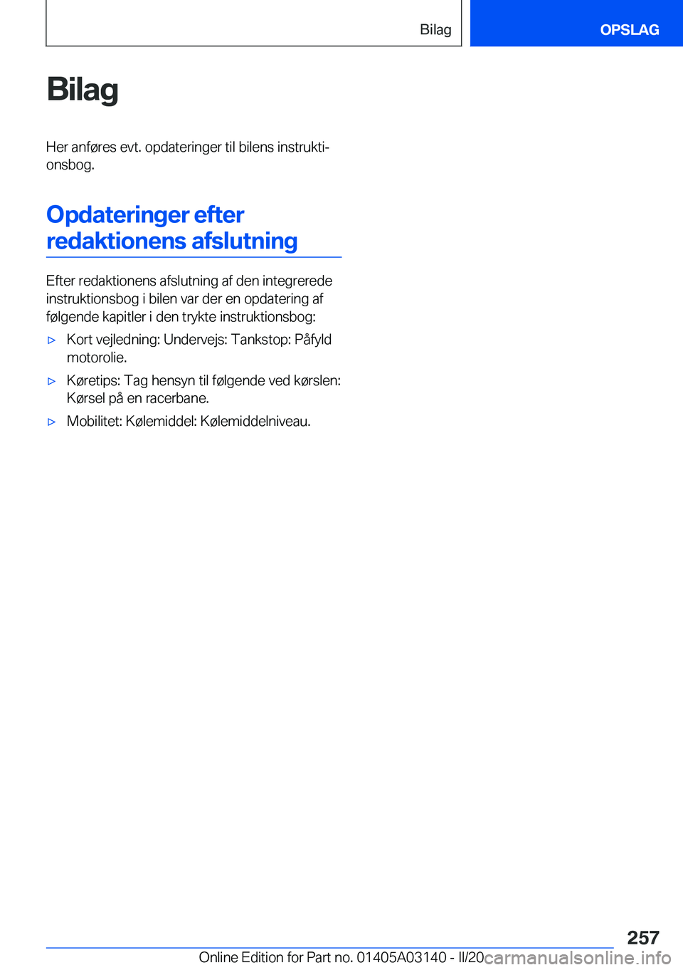 BMW M4 2020  InstruktionsbØger (in Danish) �B�i�l�a�g�H�e�r��a�n�f�