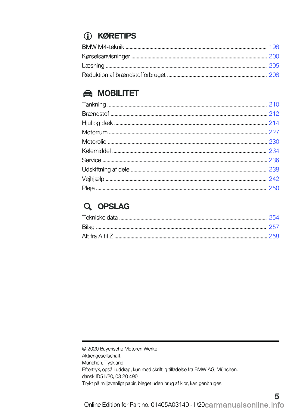BMW M4 2020  InstruktionsbØger (in Danish) �K�