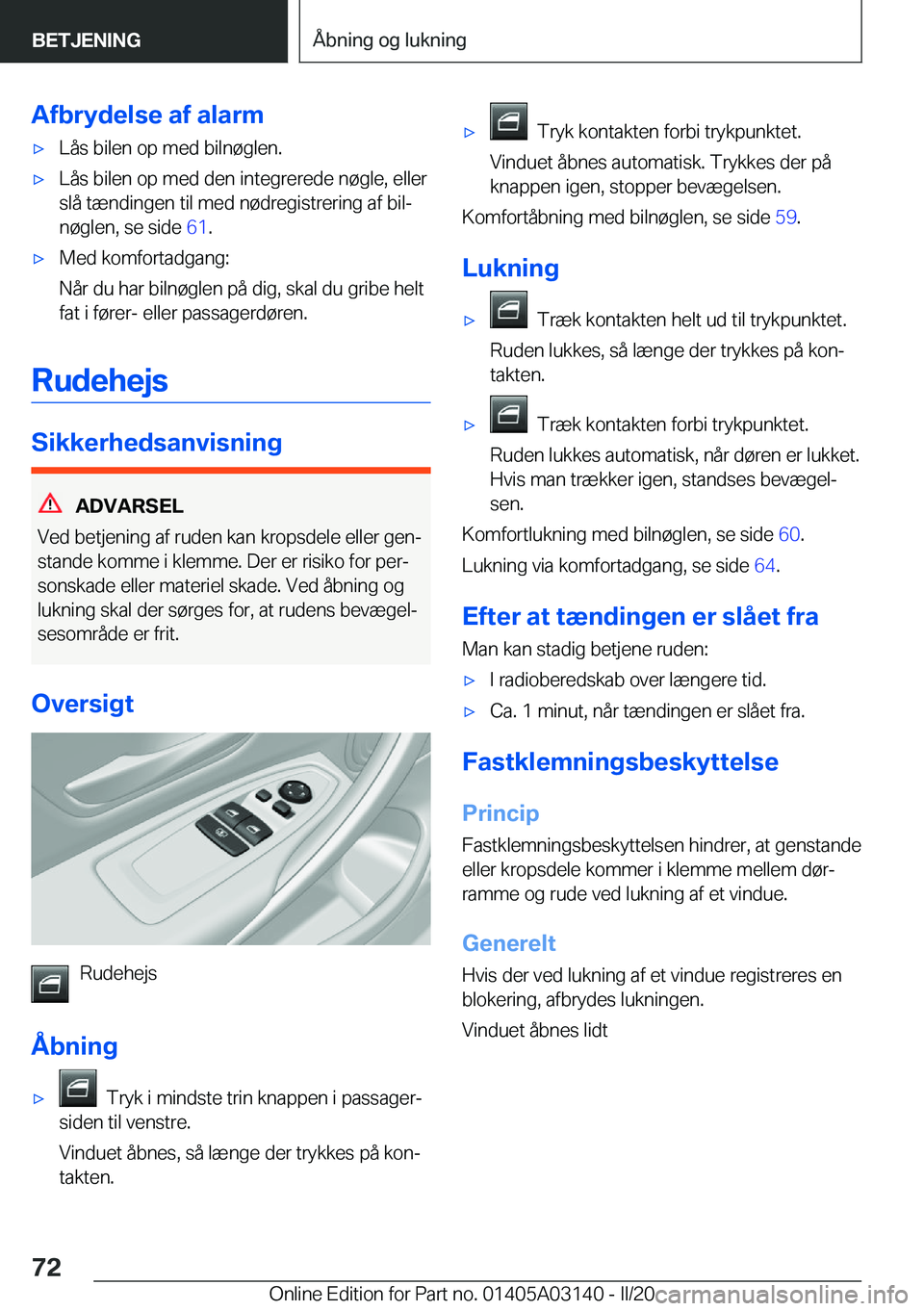 BMW M4 2020  InstruktionsbØger (in Danish) �A�f�b�r�y�d�e�l�s�e��a�f��a�l�a�r�m'x�L�å�s��b�i�l�e�n��o�p��m�e�d��b�i�l�n�