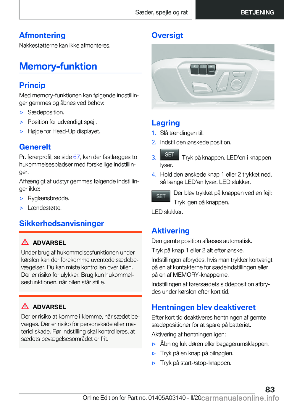 BMW M4 2020  InstruktionsbØger (in Danish) �A�f�m�o�n�t�e�r�i�n�g�N�a�k�k�e�s�t�