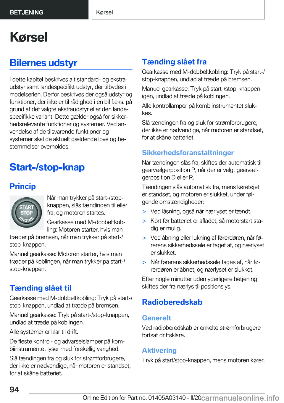 BMW M4 2020  InstruktionsbØger (in Danish) �K�