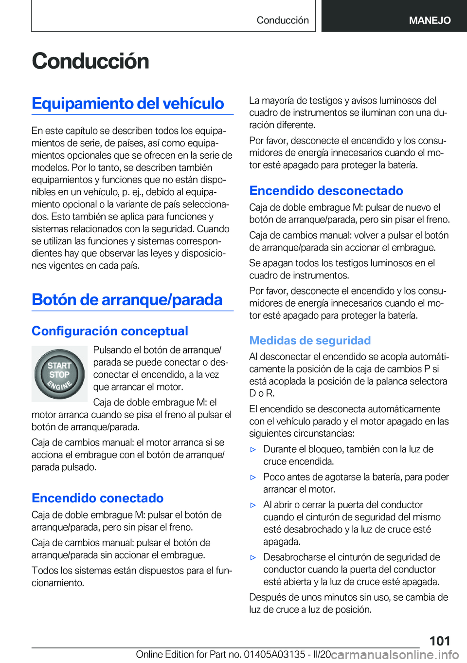 BMW M4 2020  Manuales de Empleo (in Spanish) �C�o�n�d�u�c�c�i�