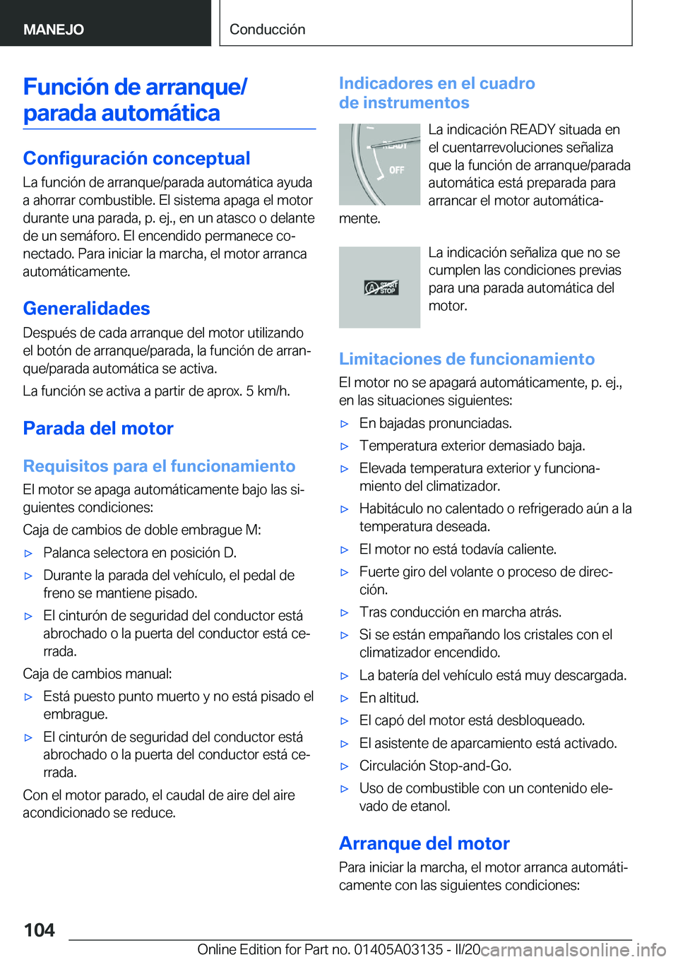 BMW M4 2020  Manuales de Empleo (in Spanish) �F�u�n�c�i�