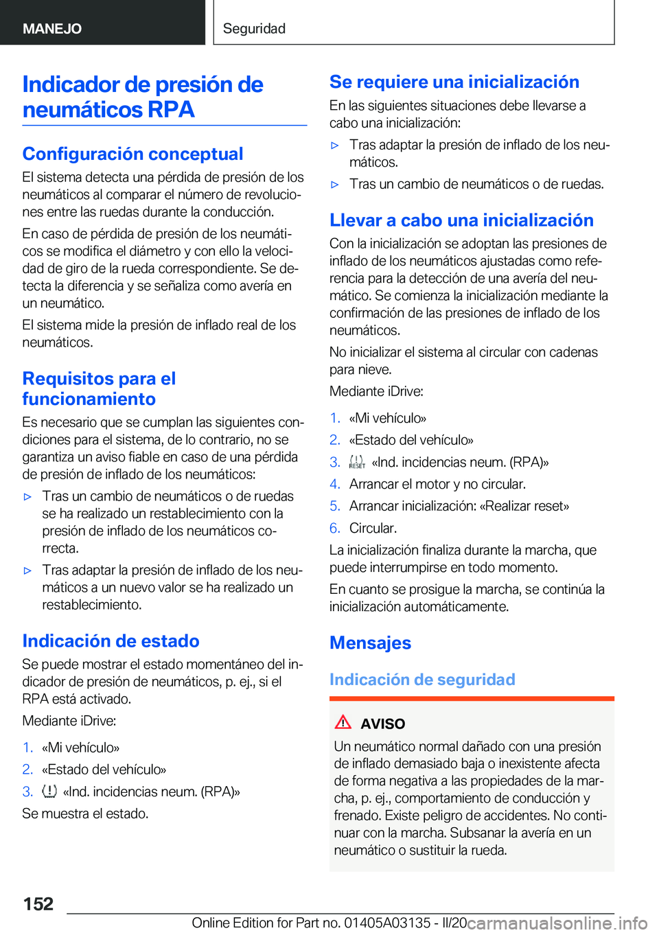 BMW M4 2020  Manuales de Empleo (in Spanish) �I�n�d�i�c�a�d�o�r��d�e��p�r�e�s�i�