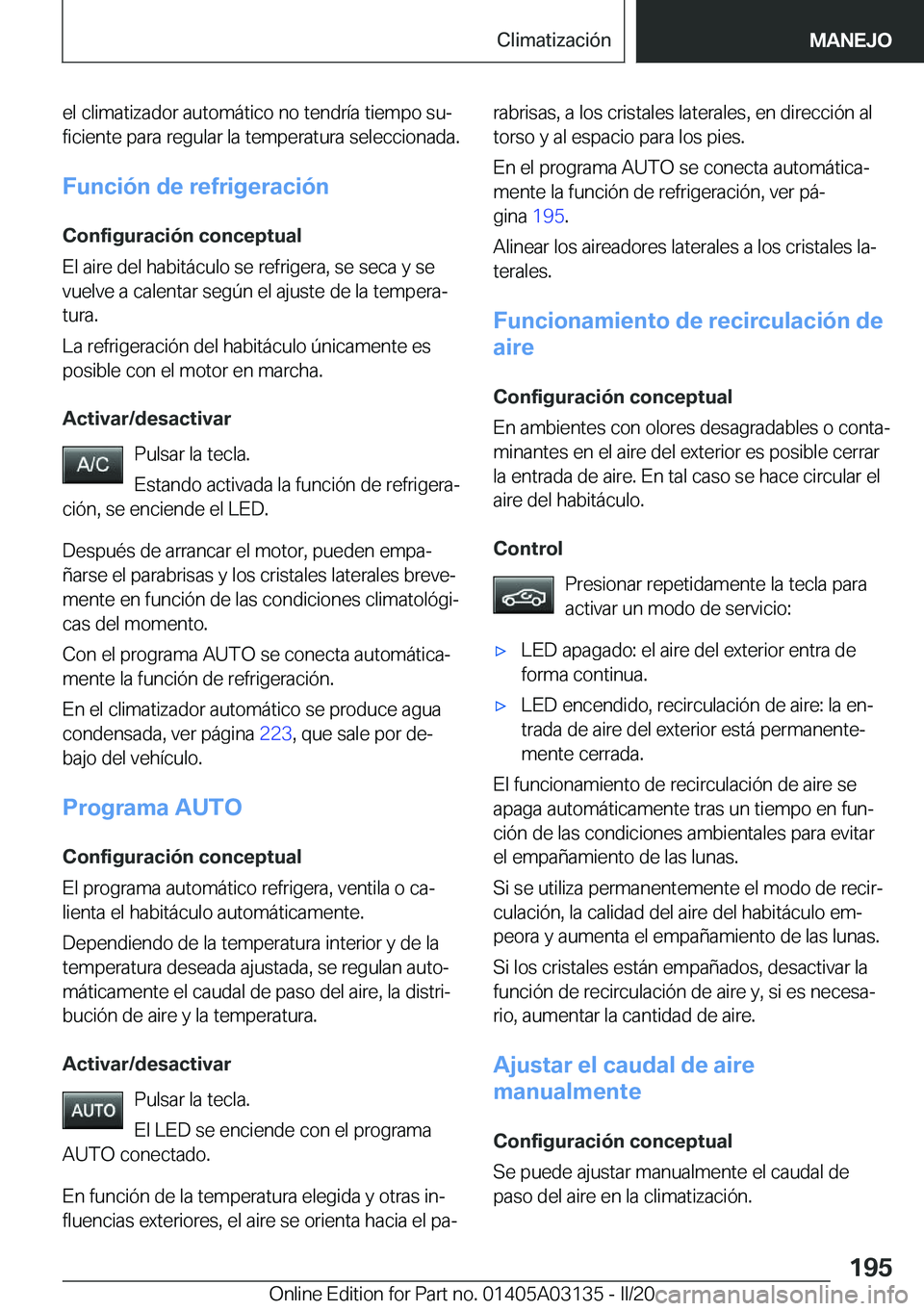 BMW M4 2020  Manuales de Empleo (in Spanish) �e�l��c�l�i�m�a�t�i�z�a�d�o�r��a�u�t�o�m�