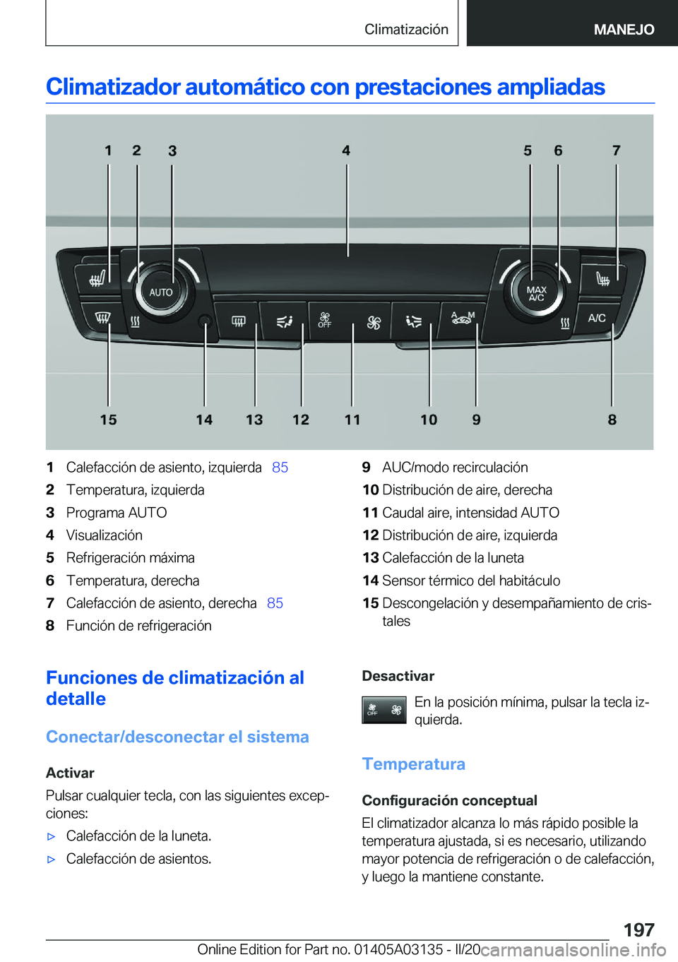 BMW M4 2020  Manuales de Empleo (in Spanish) �C�l�i�m�a�t�i�z�a�d�o�r��a�u�t�o�m�