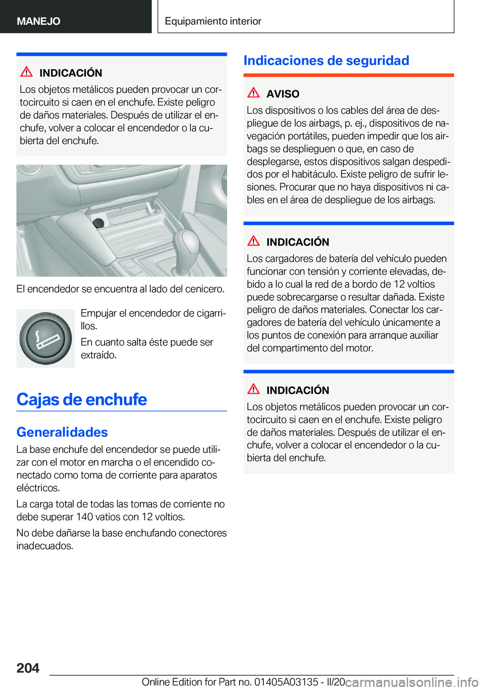BMW M4 2020  Manuales de Empleo (in Spanish) �I�N�D�I�C�A�C�I�