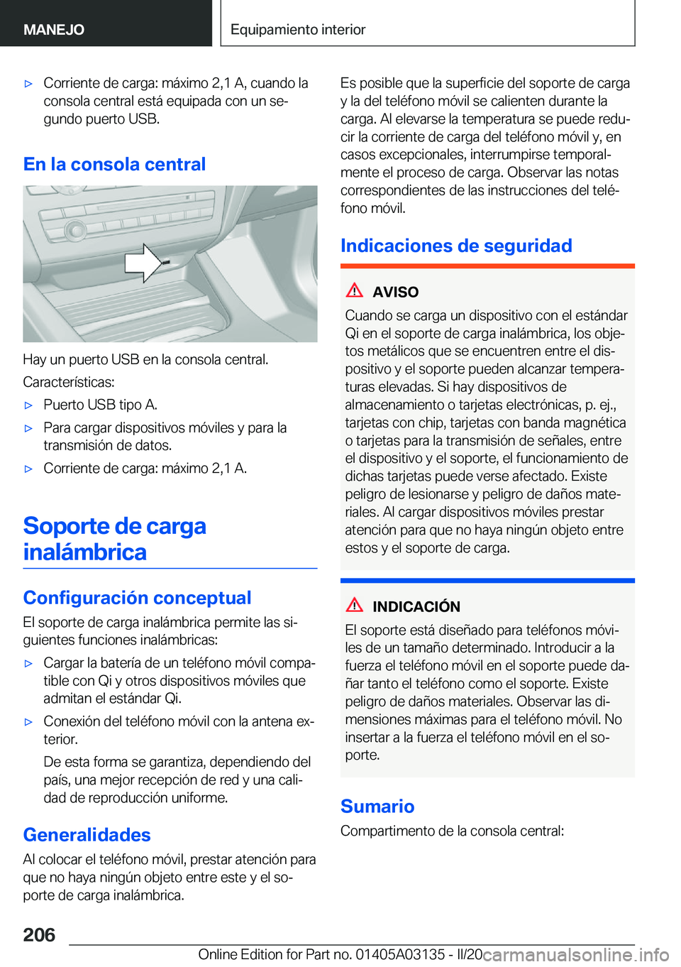BMW M4 2020  Manuales de Empleo (in Spanish) x�C�o�r�r�i�e�n�t�e��d�e��c�a�r�g�a�:��m�