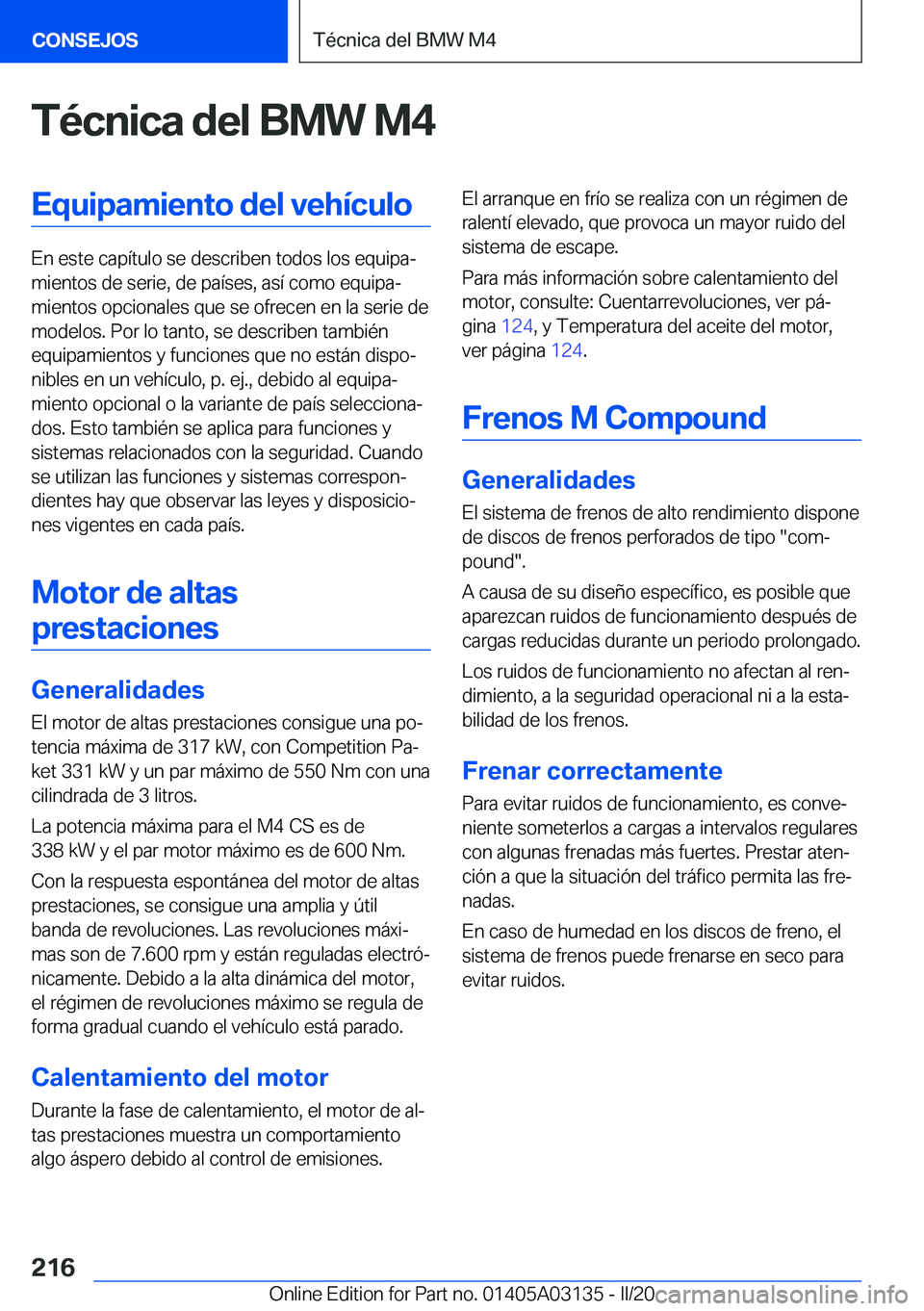 BMW M4 2020  Manuales de Empleo (in Spanish) �T�