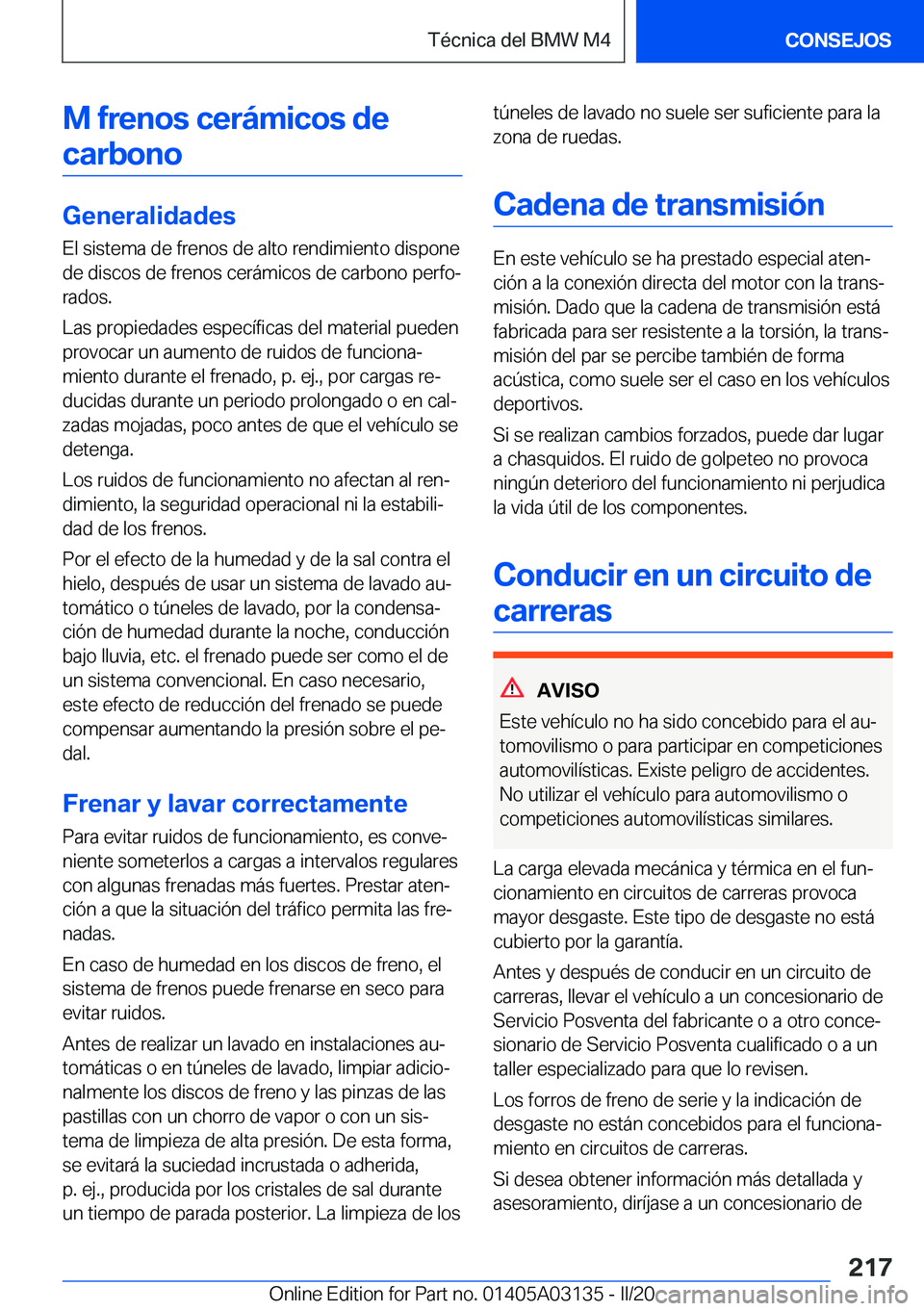 BMW M4 2020  Manuales de Empleo (in Spanish) �M��f�r�e�n�o�s��c�e�r�