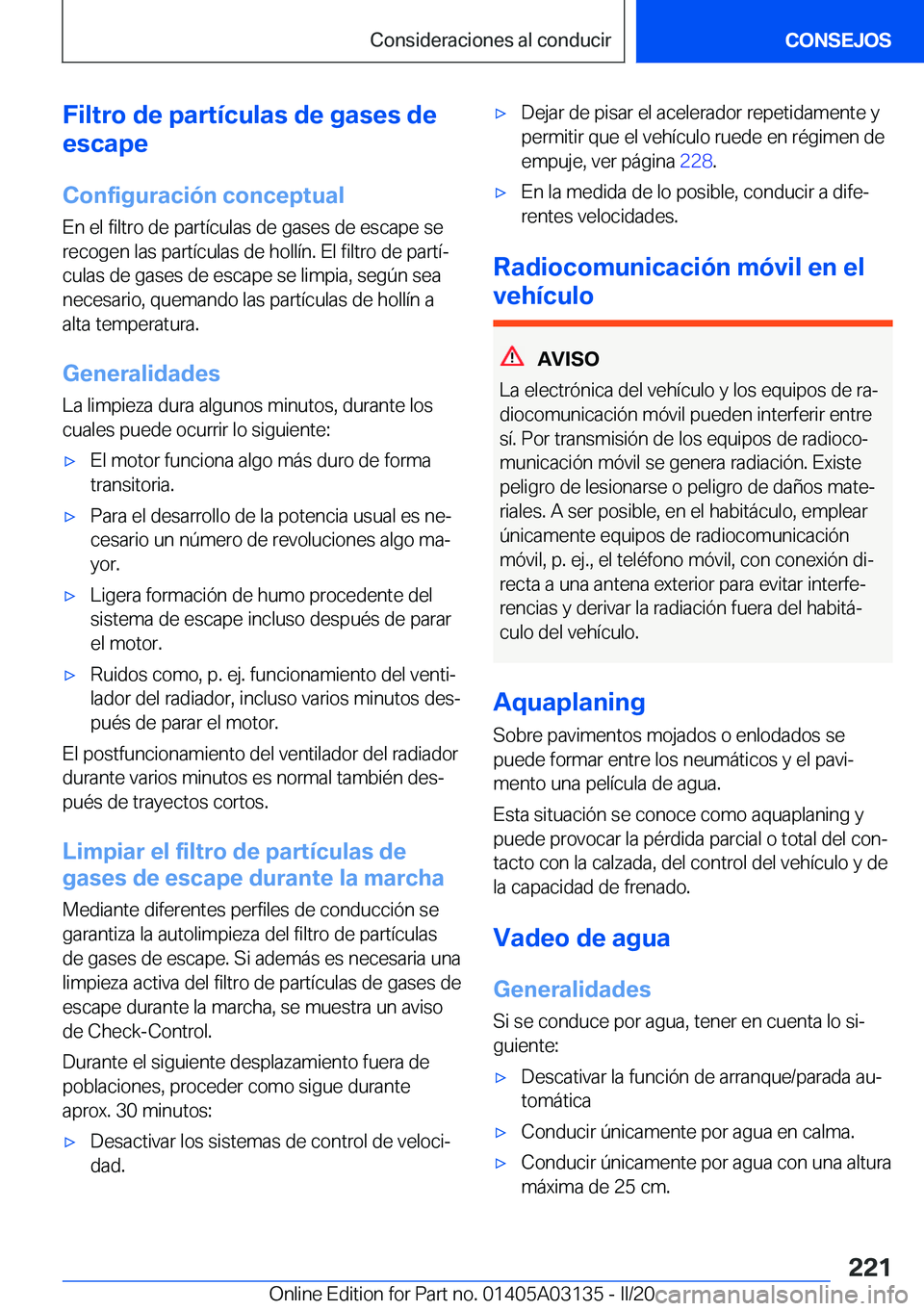 BMW M4 2020  Manuales de Empleo (in Spanish) �F�i�l�t�r�o��d�e��p�a�r�t�