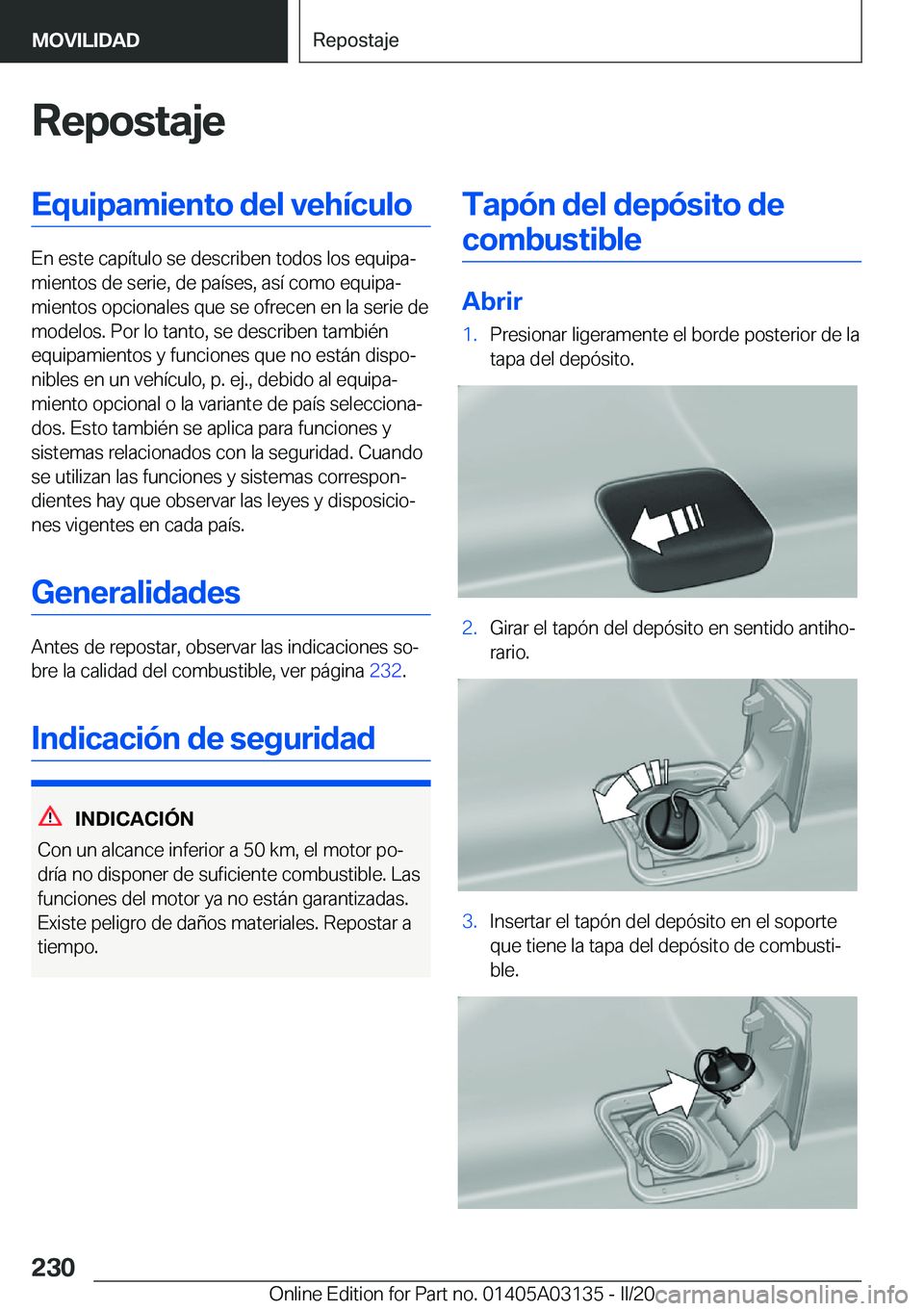 BMW M4 2020  Manuales de Empleo (in Spanish) �R�e�p�o�s�t�a�j�e�E�q�u�i�p�a�m�i�e�n�t�o��d�e�l��v�e�h�