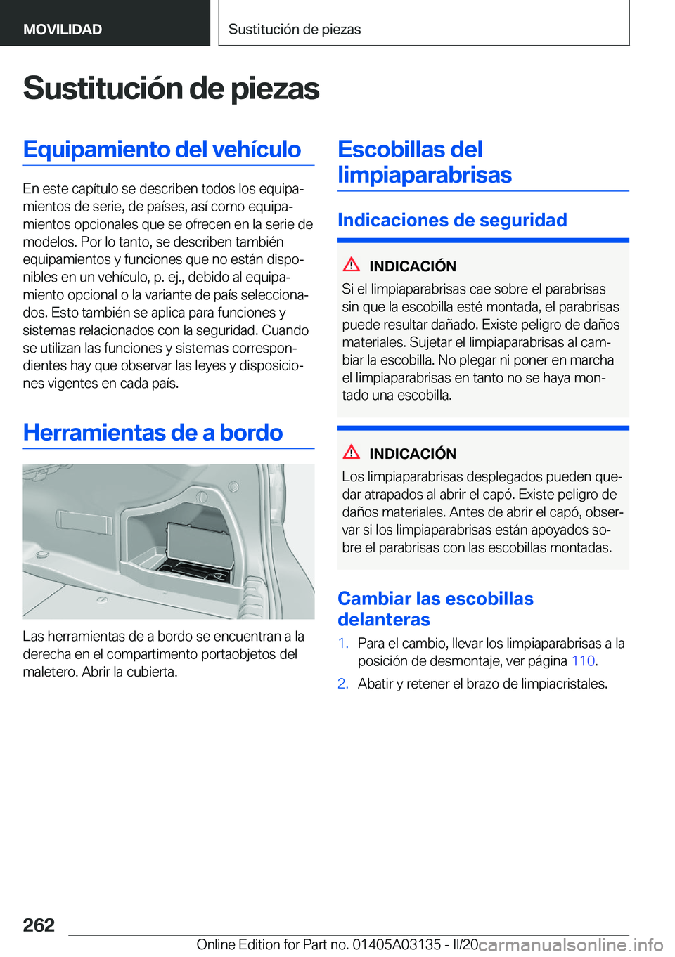 BMW M4 2020  Manuales de Empleo (in Spanish) �S�u�s�t�i�t�u�c�i�