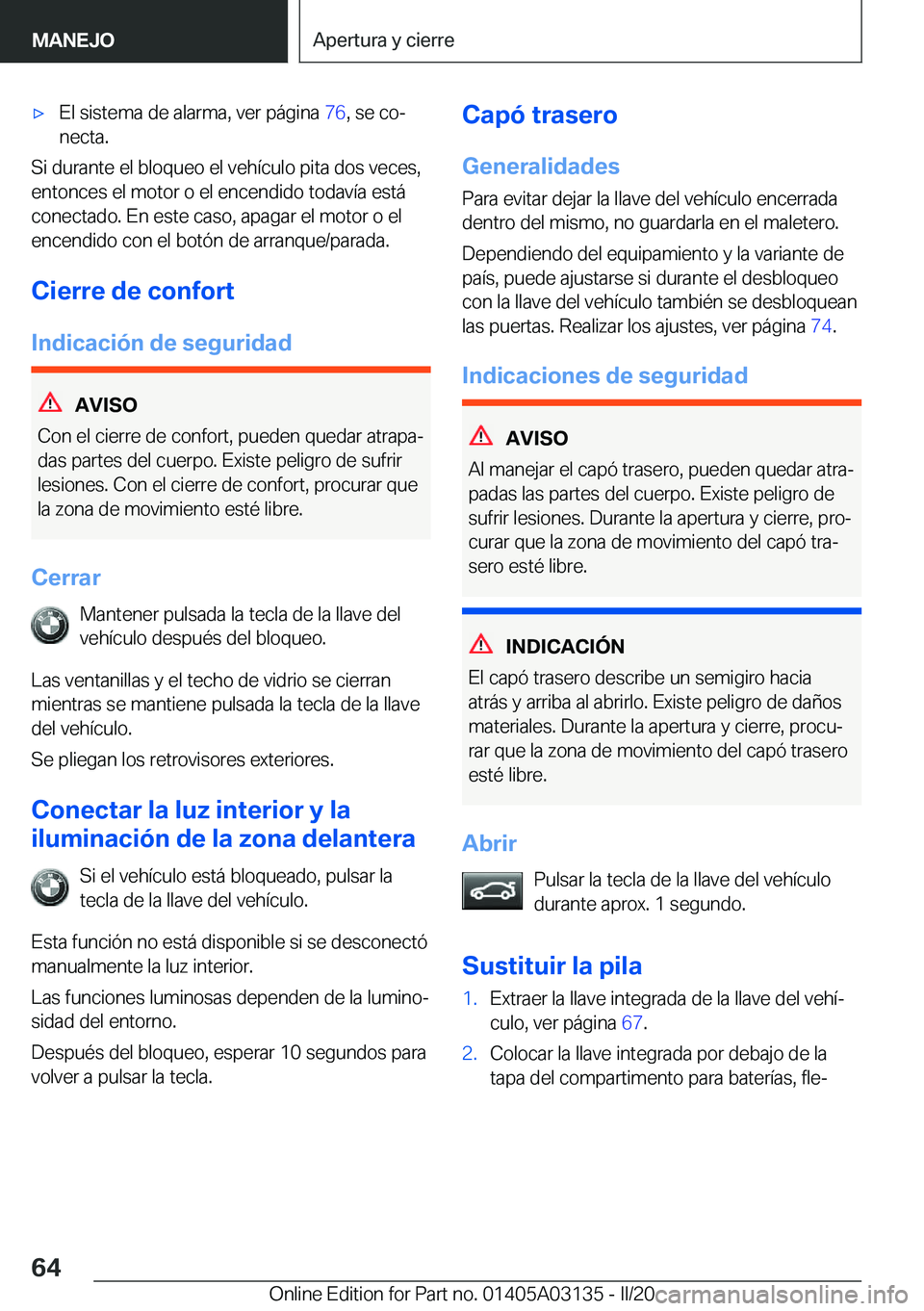 BMW M4 2020  Manuales de Empleo (in Spanish) x�E�l��s�i�s�t�e�m�a��d�e��a�l�a�r�m�a�,��v�e�r��p�