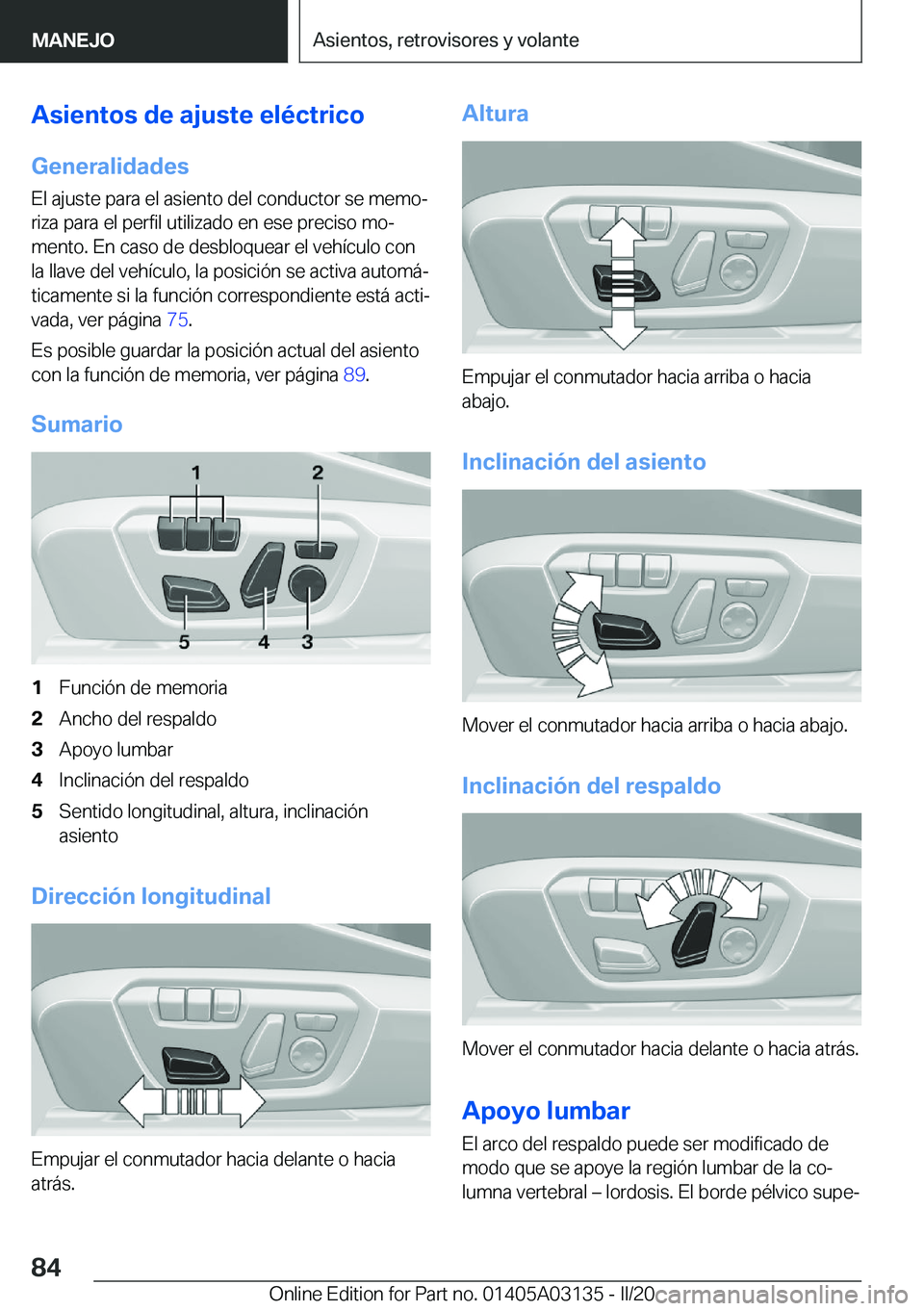 BMW M4 2020  Manuales de Empleo (in Spanish) �A�s�i�e�n�t�o�s��d�e��a�j�u�s�t�e��e�l�