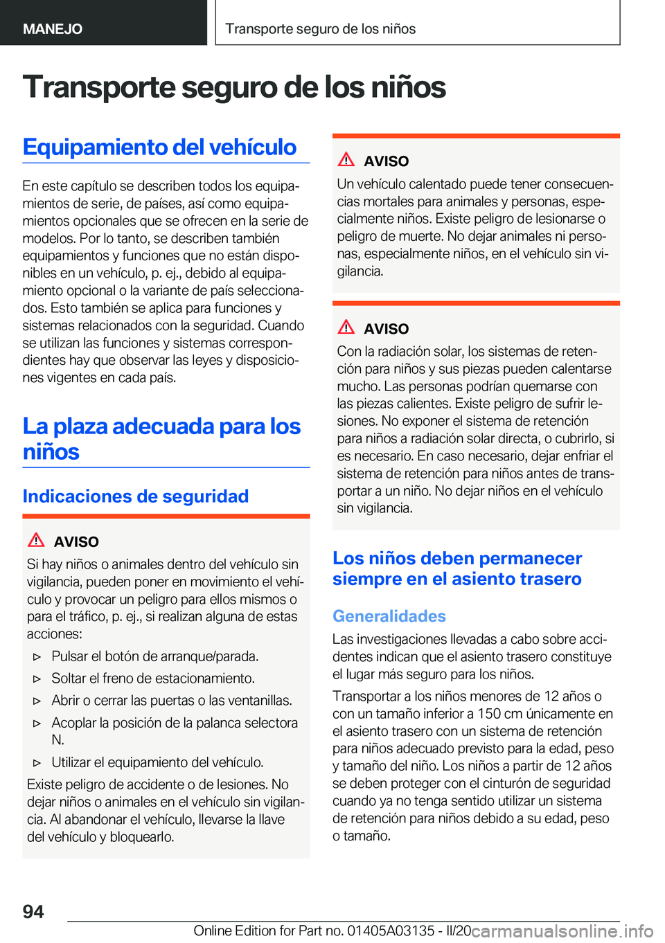 BMW M4 2020  Manuales de Empleo (in Spanish) �T�r�a�n�s�p�o�r�t�e��s�e�g�u�r�o��d�e��l�o�s��n�i�