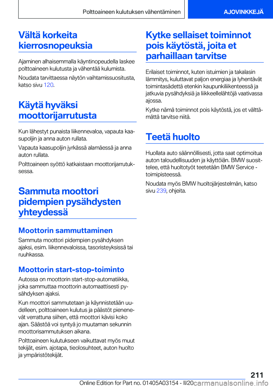 BMW M4 2020  Omistajan Käsikirja (in Finnish) �V�