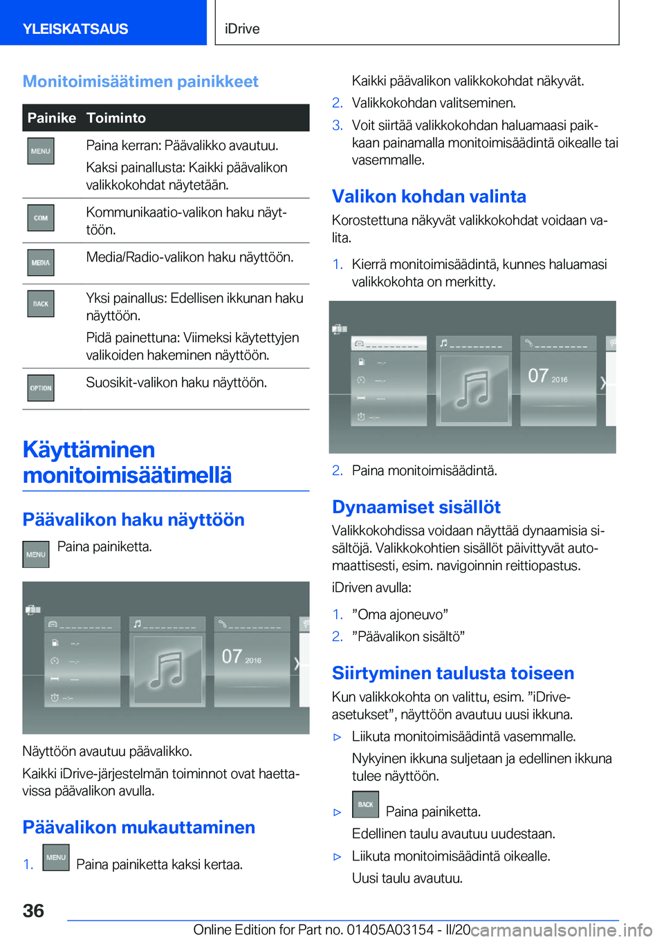 BMW M4 2020  Omistajan Käsikirja (in Finnish) �M�o�n�i�t�o�i�m�i�s�