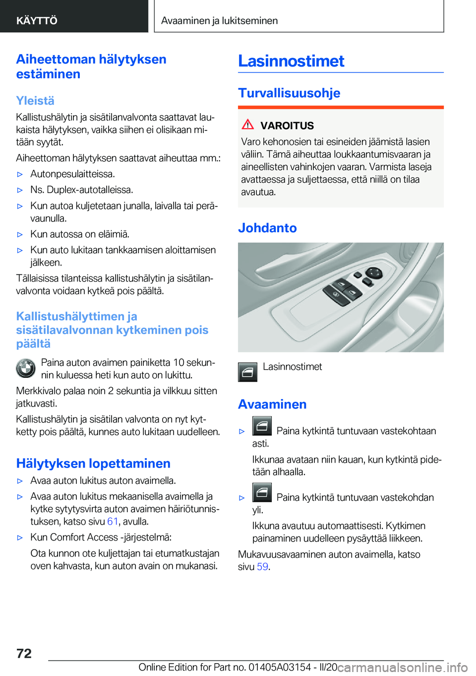 BMW M4 2020  Omistajan Käsikirja (in Finnish) �A�i�h�e�e�t�t�o�m�a�n��h�