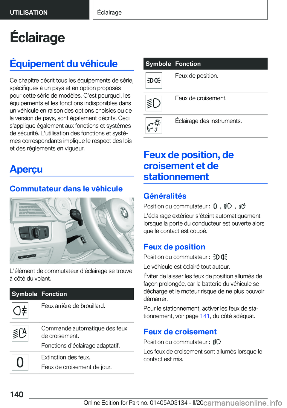 BMW M4 2020  Notices Demploi (in French) �É�c�l�a�i�r�a�g�e�É�q�u�i�p�e�m�e�n�t��d�u��v�é�h�i�c�u�l�e
�C�e��c�h�a�p�i�t�r�e��d�é�c�r�i�t��t�o�u�s��l�e�s��é�q�u�i�p�e�m�e�n�t�s��d�e��s�é�r�i�e�,�s�p�é�c�i�f�i�q�u�e�s��