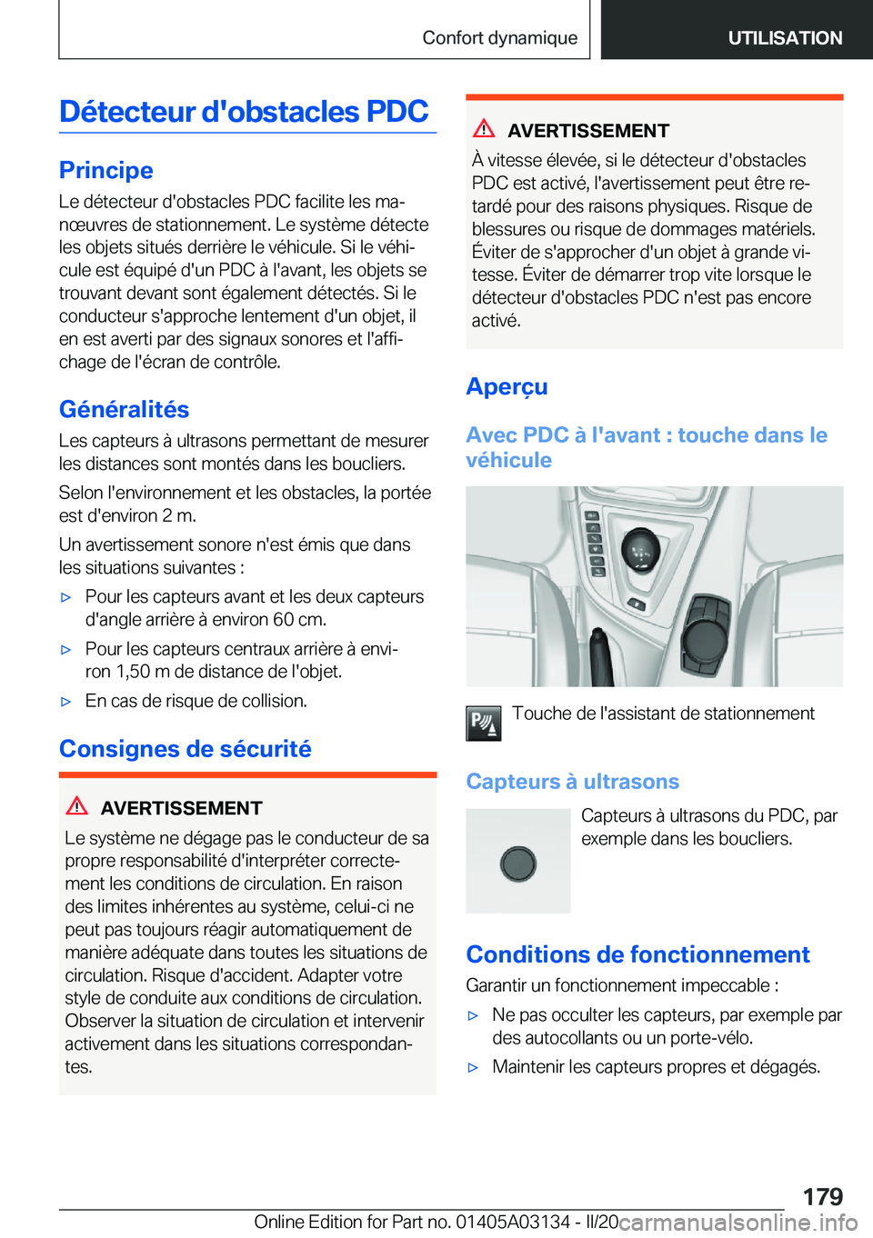 BMW M4 2020  Notices Demploi (in French) �D�é�t�e�c�t�e�u�r��d�'�o�b�s�t�a�c�l�e�s��P�D�C
�P�r�i�n�c�i�p�e
�L�e��d�é�t�e�c�t�e�u�r��d�'�o�b�s�t�a�c�l�e�s��P�D�C��f�a�c�i�l�i�t�e��l�e�s��m�aj
�n�