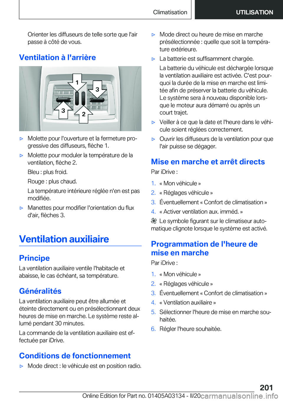 BMW M4 2020  Notices Demploi (in French) �O�r�i�e�n�t�e�r��l�e�s��d�i�f�f�u�s�e�u�r�s��d�e��t�e�l�l�e��s�o�r�t�e��q�u�e��l�'�a�i�r
�p�a�s�s�e��