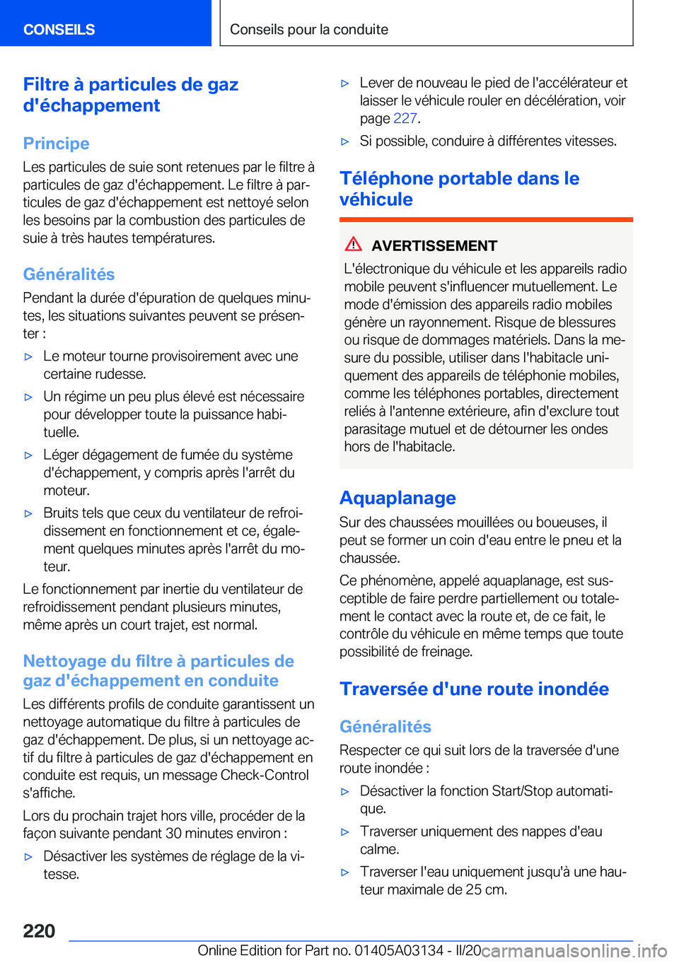 BMW M4 2020  Notices Demploi (in French) �F�i�l�t�r�e��