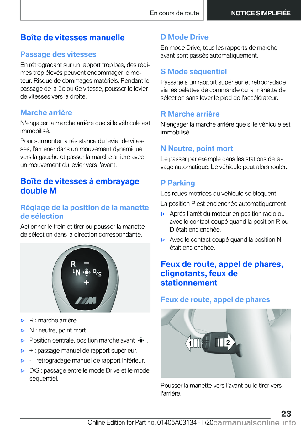 BMW M4 2020  Notices Demploi (in French) �B�o�