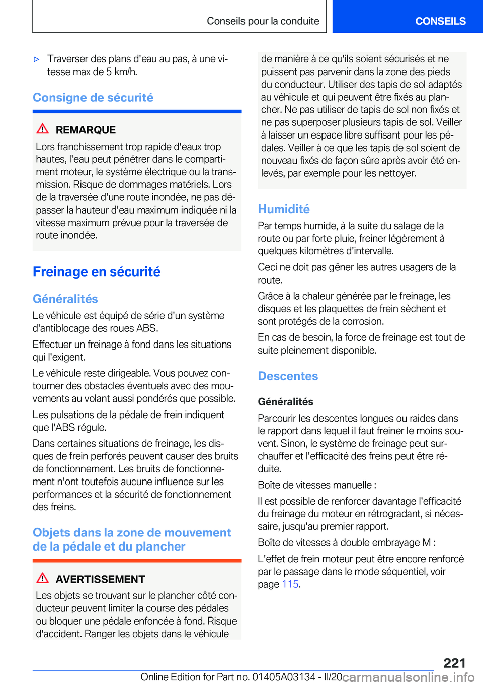BMW M4 2020  Notices Demploi (in French) 'x�T�r�a�v�e�r�s�e�r��d�e�s��p�l�a�n�s��d�'�e�a�u��a�u��p�a�s�,��