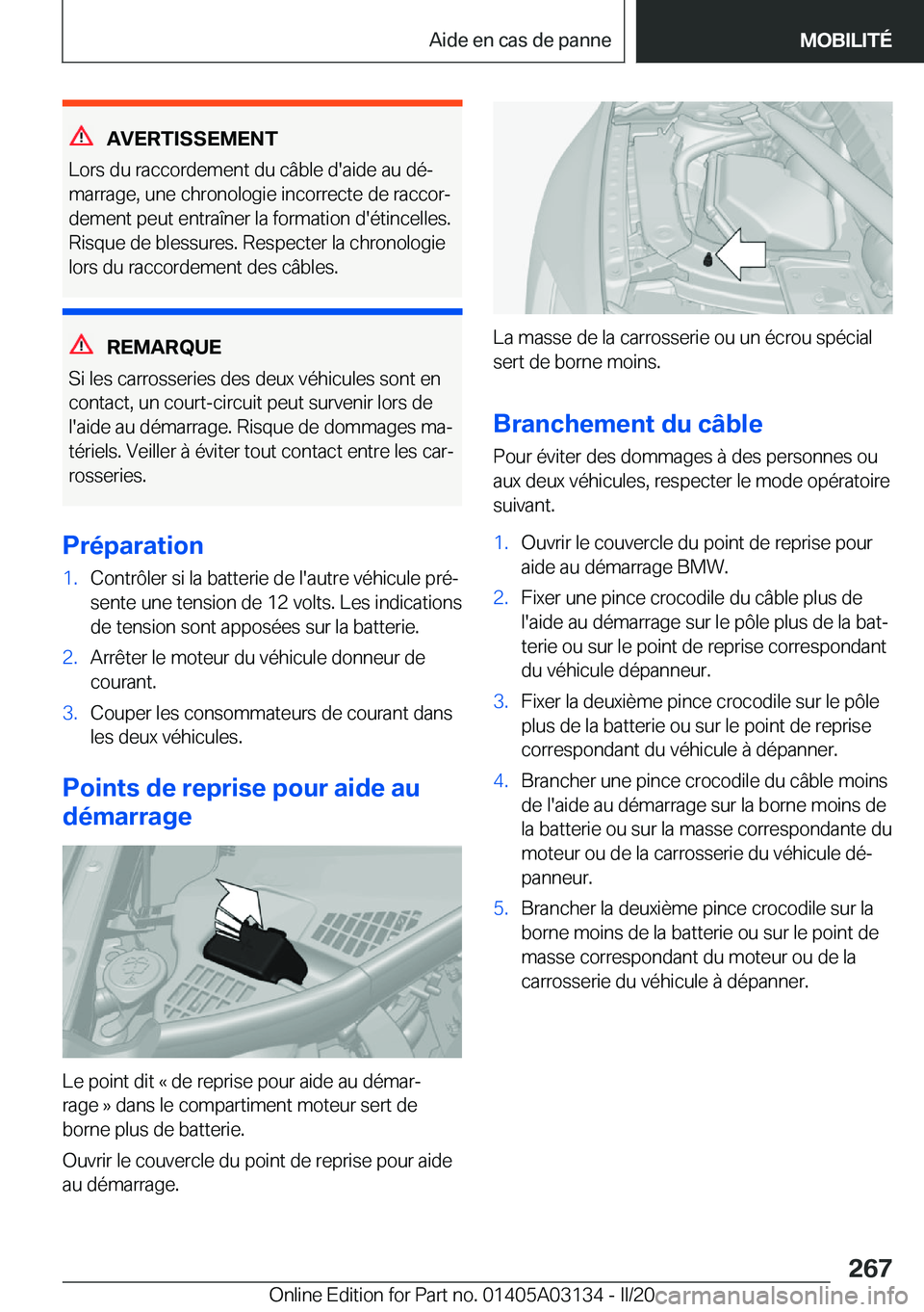 BMW M4 2020  Notices Demploi (in French) �A�V�E�R�T�I�S�S�E�M�E�N�T
�L�o�r�s��d�u��r�a�c�c�o�r�d�e�m�e�n�t��d�u��c�