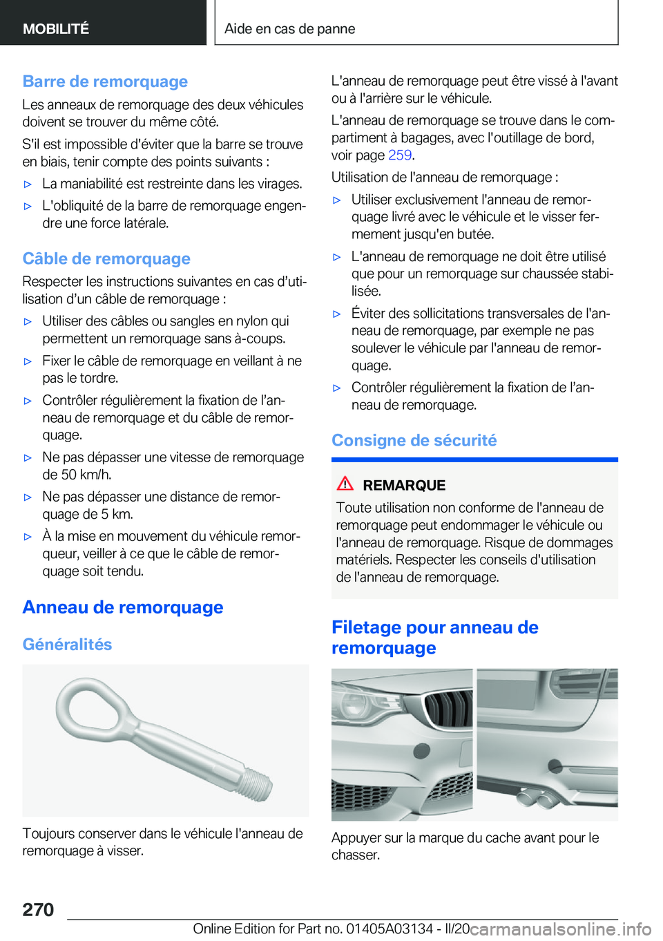 BMW M4 2020  Notices Demploi (in French) �B�a�r�r�e��d�e��r�e�m�o�r�q�u�a�g�e
�L�e�s��a�n�n�e�a�u�x��d�e��r�e�m�o�r�q�u�a�g�e��d�e�s��d�e�u�x��v�é�h�i�c�u�l�e�s
�d�o�i�v�e�n�t��s�e��t�r�o�u�v�e�r��d�u��m�ê�m�e��c�