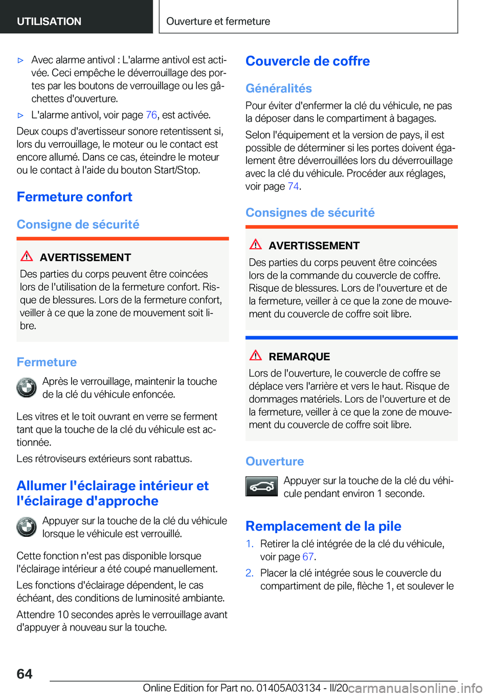 BMW M4 2020  Notices Demploi (in French) 'x�A�v�e�c��a�l�a�r�m�e��a�n�t�i�v�o�l��:��L�'�a�l�a�r�m�e��a�n�t�i�v�o�l��e�s�t��a�c�t�ij�v�é�e�.��C�e�c�i��e�m�p�ê�c�h�e��l�e��d�é�v�e�r�r�o�u�i�l�l�a�g�e��d�e�s��p�o�rj
�t