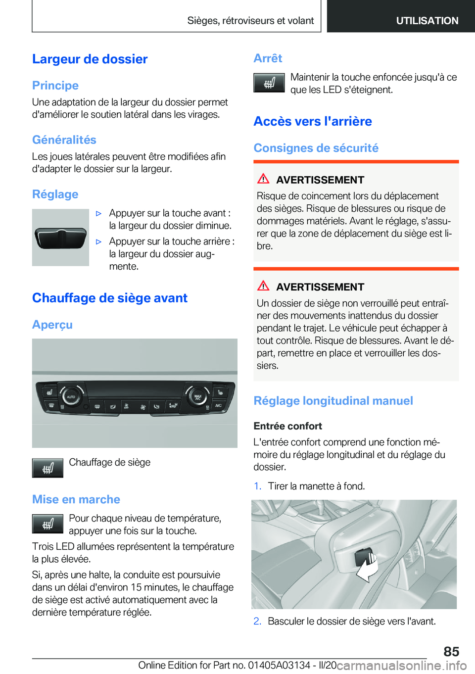 BMW M4 2020  Notices Demploi (in French) �L�a�r�g�e�u�r��d�e��d�o�s�s�i�e�r�P�r�i�n�c�i�p�e�U�n�e��a�d�a�p�t�a�t�i�o�n��d�e��l�a��l�a�r�g�e�u�r��d�u��d�o�s�s�i�e�r��p�e�r�m�e�t
�d�'�a�m�é�l�i�o�r�e�r��l�e��s�o�u�t�i�e�n��l�a
