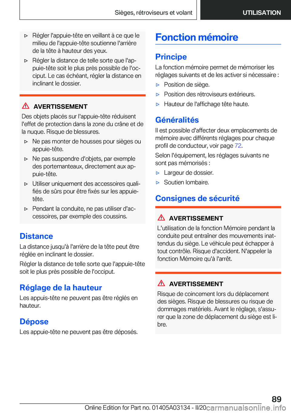 BMW M4 2020  Notices Demploi (in French) 'x�R�é�g�l�e�r��l�'�a�p�p�u�i�e�-�t�ê�t�e��e�n��v�e�i�l�l�a�n�t��